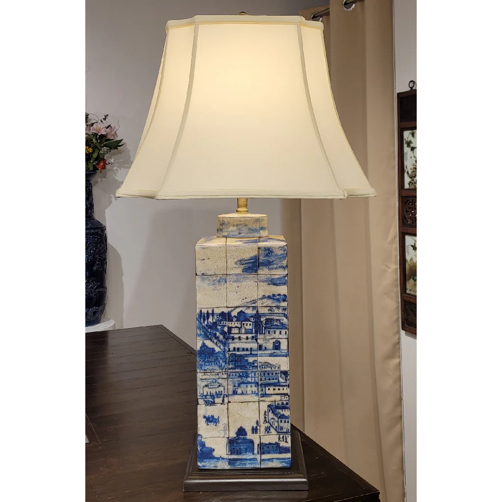 Danny's Fine Porcelain VILLAGE JAR LAMP- AZURE VILLAGE (311-17-BE) 60403-L - Image 2