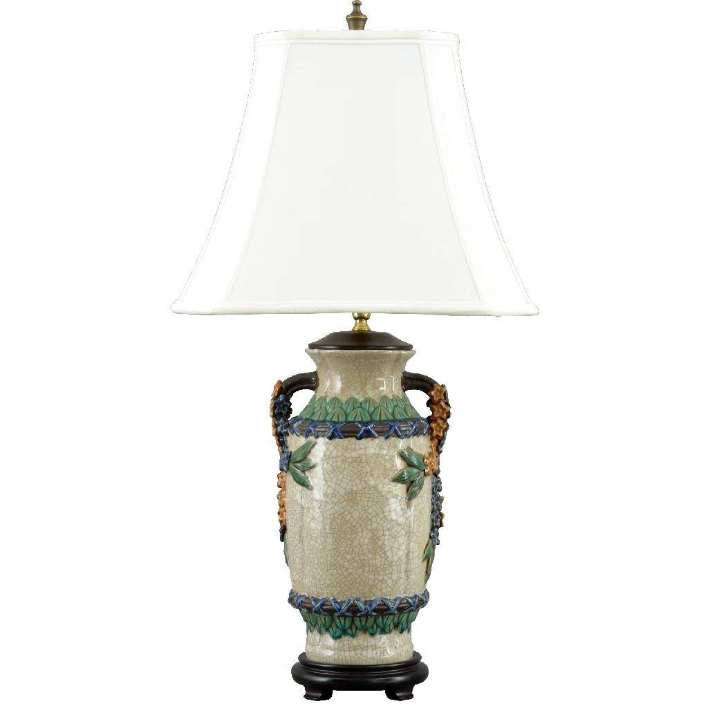 Danny's Fine Porcelain Wht Crackle Majolica Lamp PAV33
