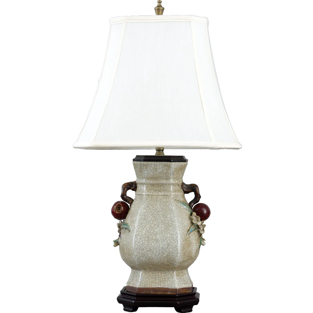 Danny's Fine Porcelain Wht Crackle Oct Vase Lamp PAV42W