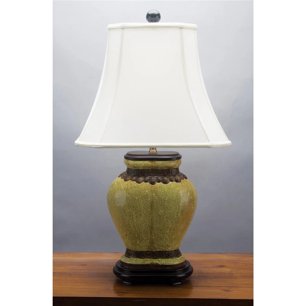 Danny's Fine Porcelain Yellow Crackle Twin Vase Lamp PAV45Y - Image 2
