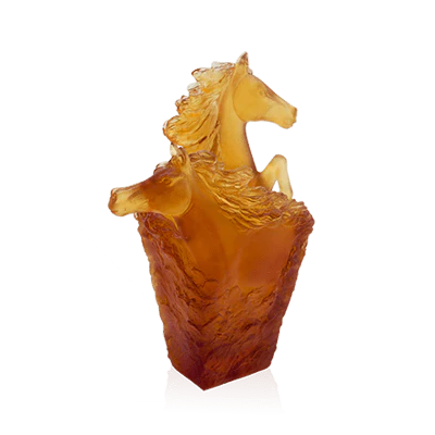 Daum Crystal Amber Cavalcade Pencil Holder