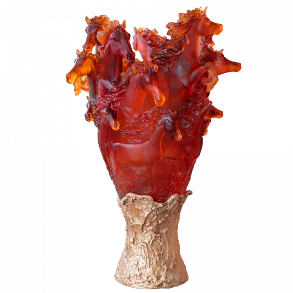 Daum Crystal Amber Cavalcade Prestige Vase 50 Ex - Image 2