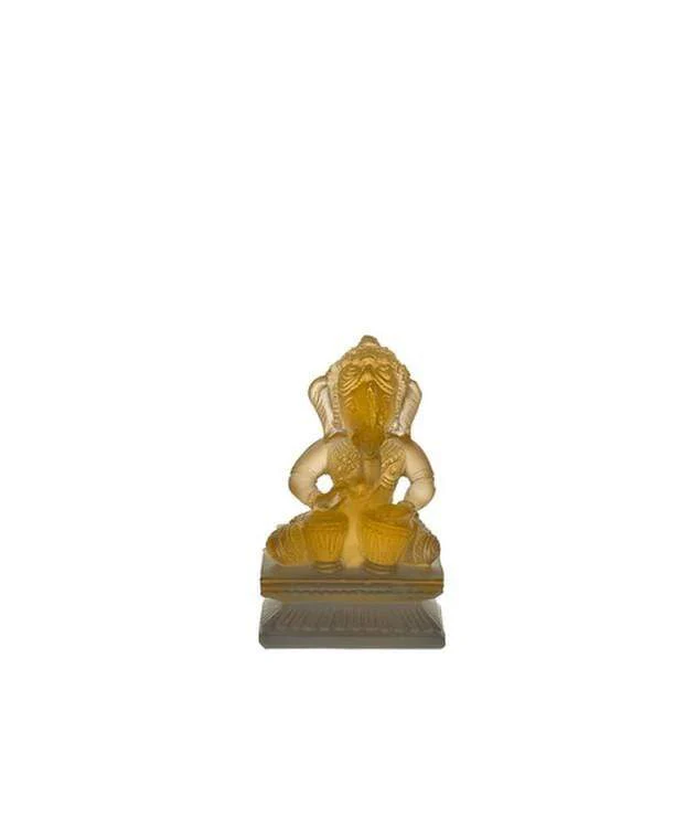 Daum Crystal Ganesh Musician Tabla - Amber