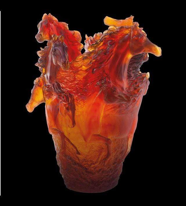 Daum Crystal Horse Vase - Amber - Image 3