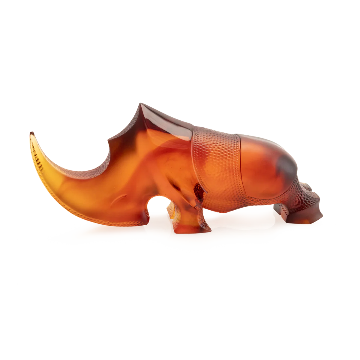 Daum Crystal Amber Ongava Rhinoceros by Gé Pellini