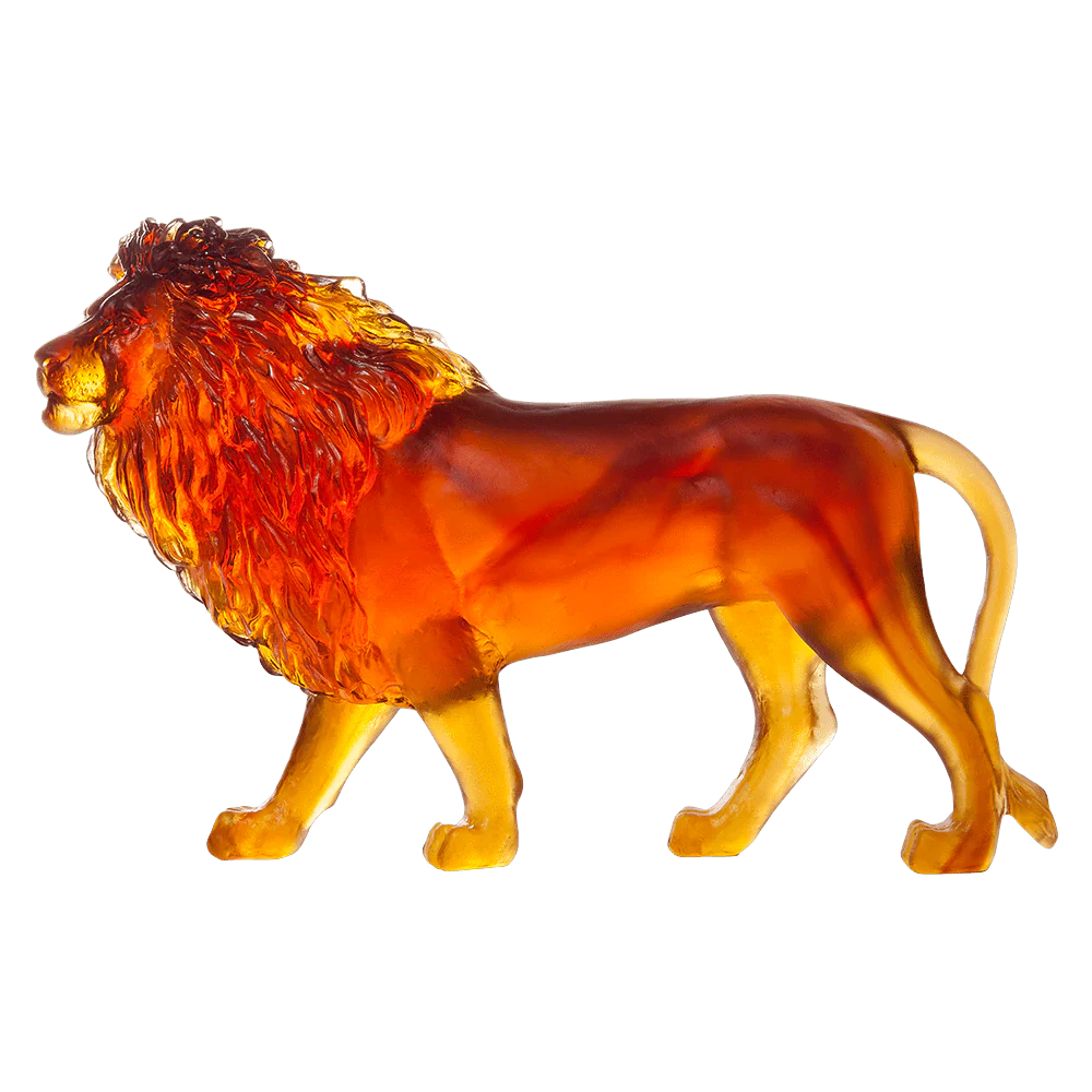 Daum Crystal Amber Sand Lion 500 Ex