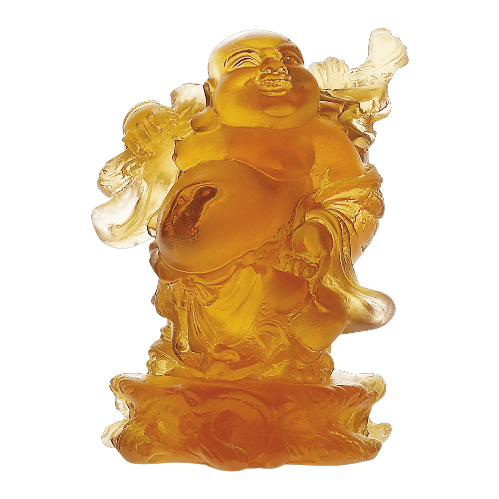 Daum Crystal Standing Buddha - Amber