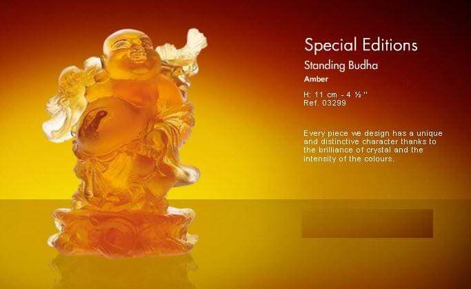 Daum Crystal Standing Buddha - Amber - Image 3