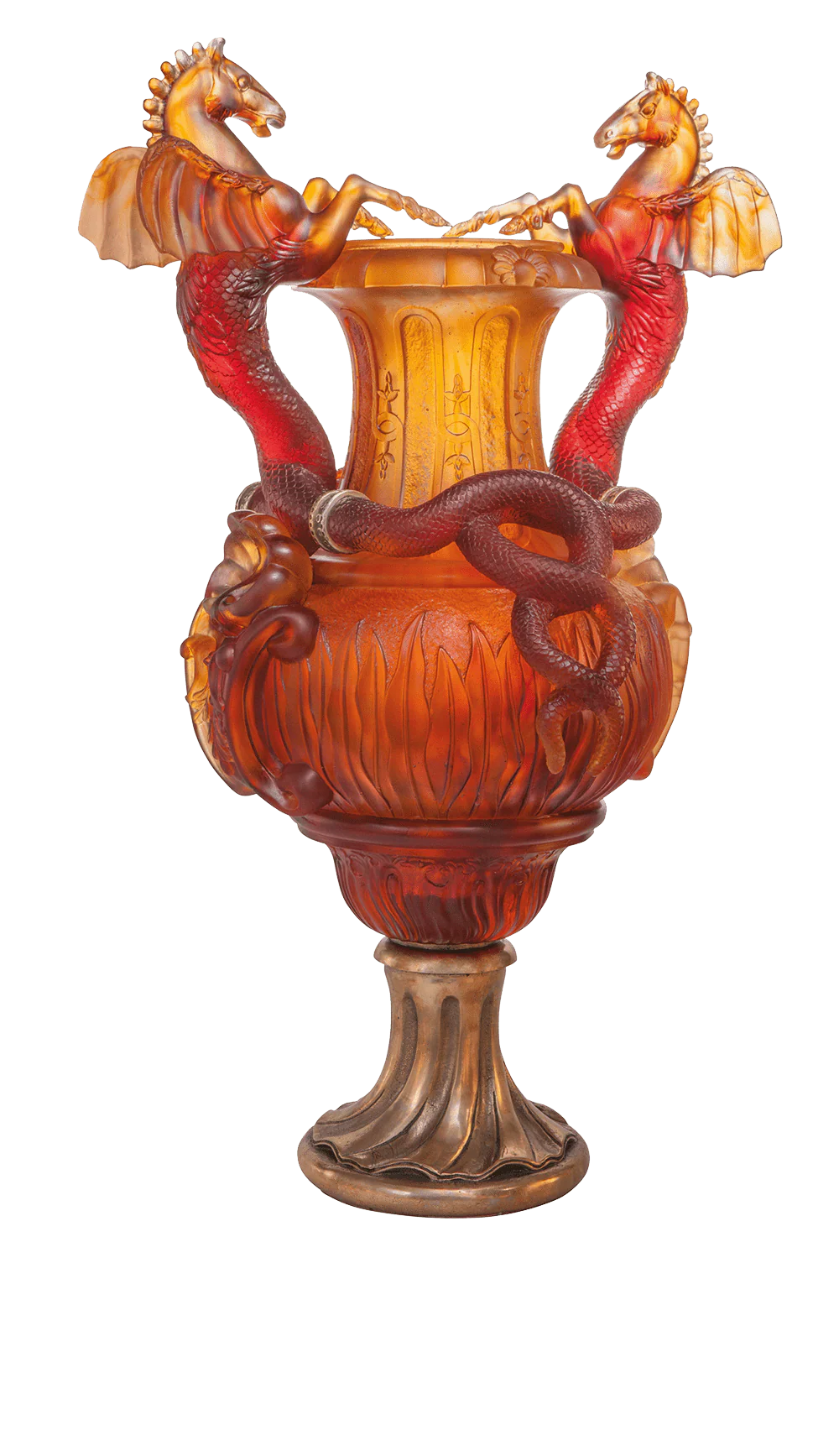 Daum Crystal Stanislas Urn - Amber