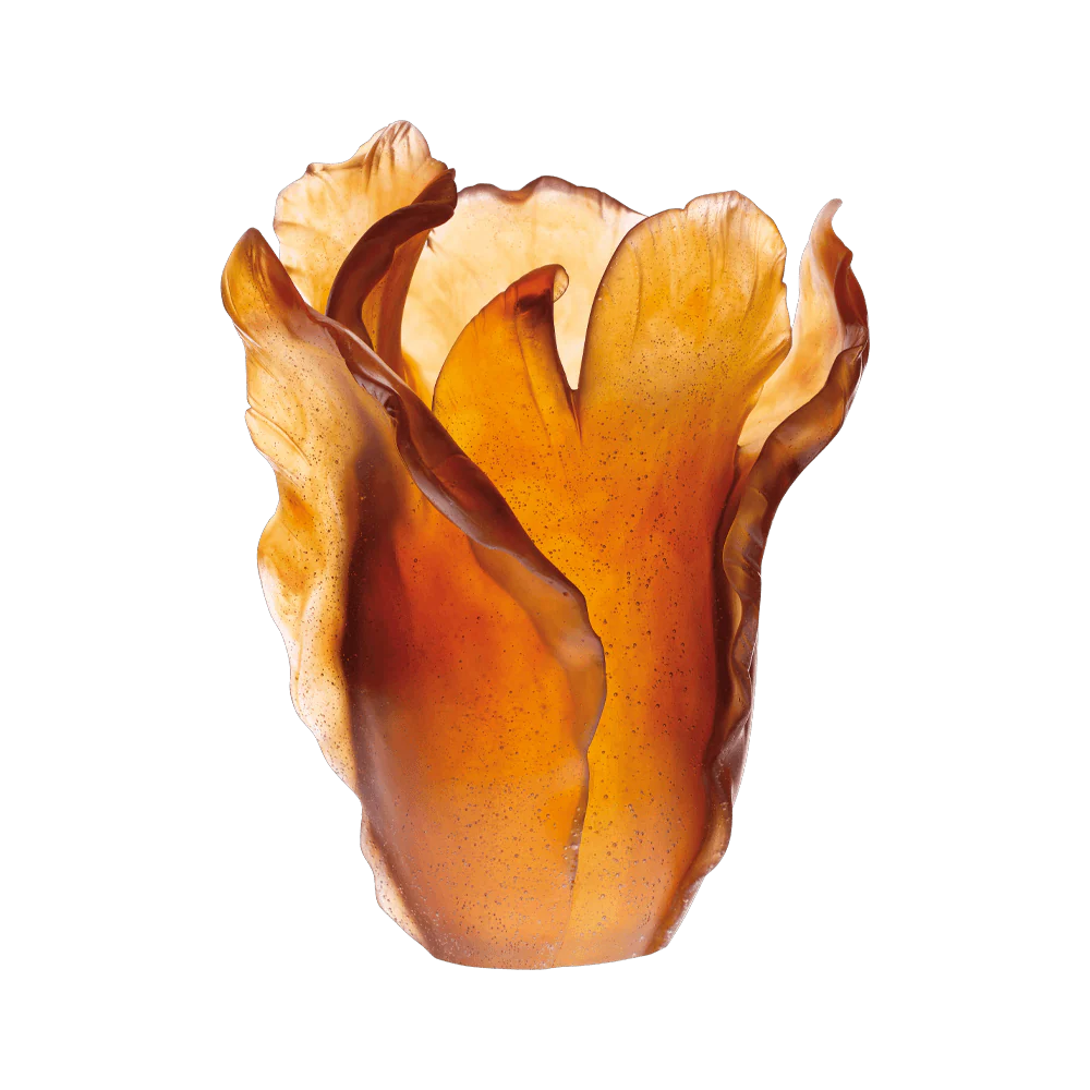 Daum Crystal Tulip Vase - Amber - Image 2