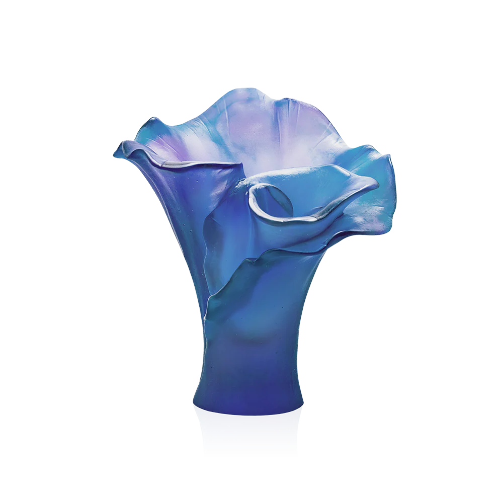 Daum Crystal Arum Bleu Nuit Small Vase