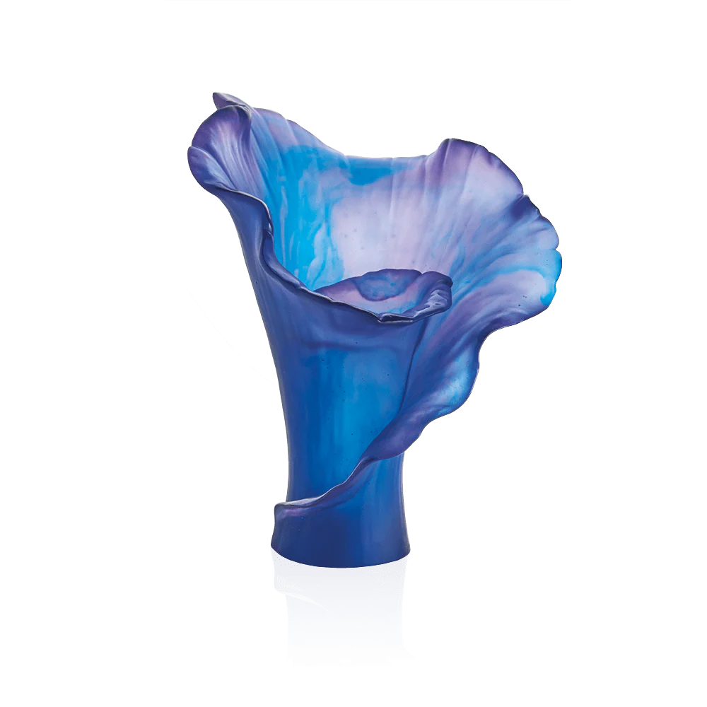 Daum Crystal Arum Blue Nuit Medium Vase