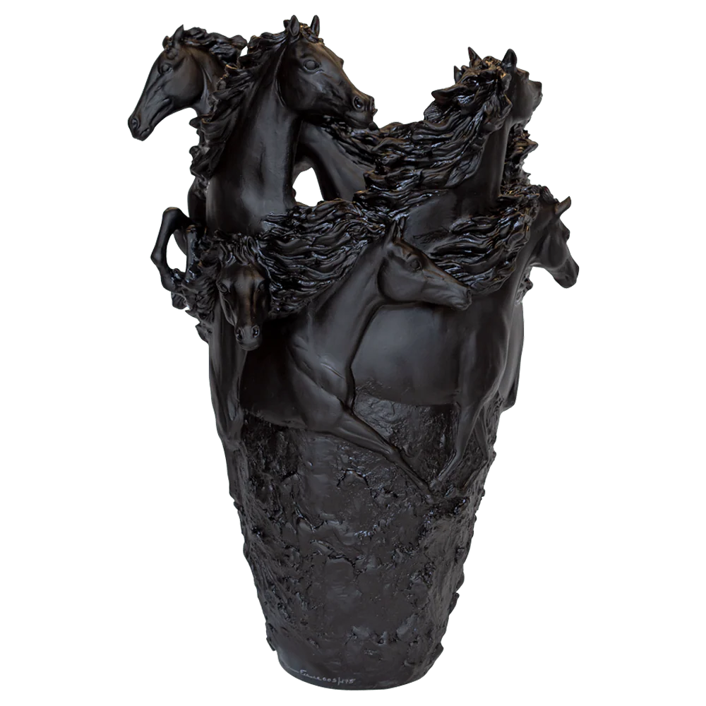 Daum Crystal Black Horse Magnum Vase 175 Ex - Image 2