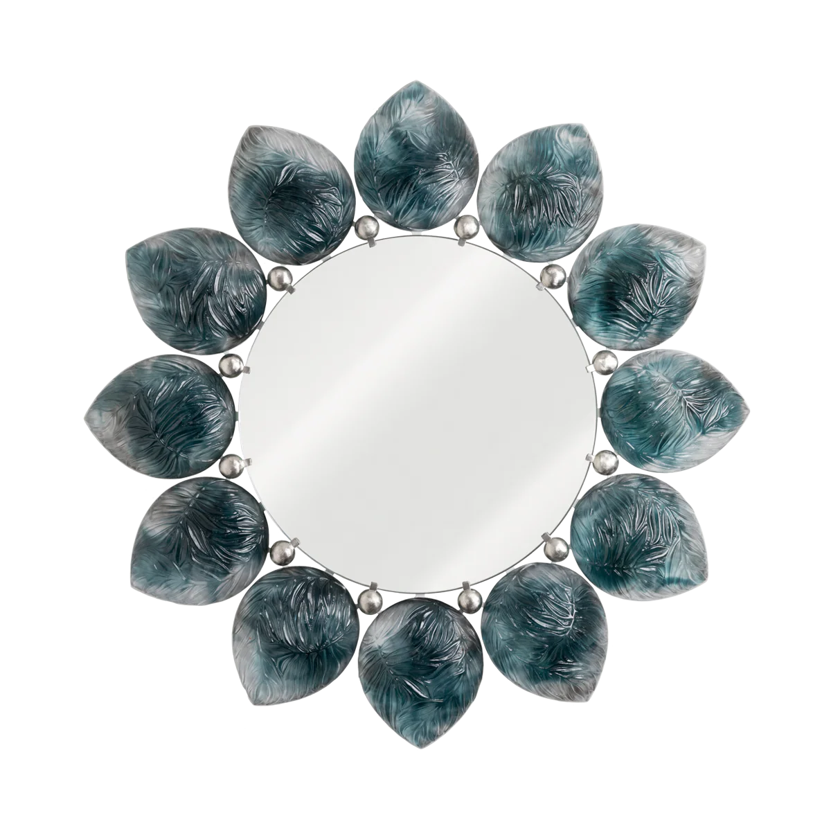 Daum Crystal Blue grey Mélodie Mirror by Jacques Hurel