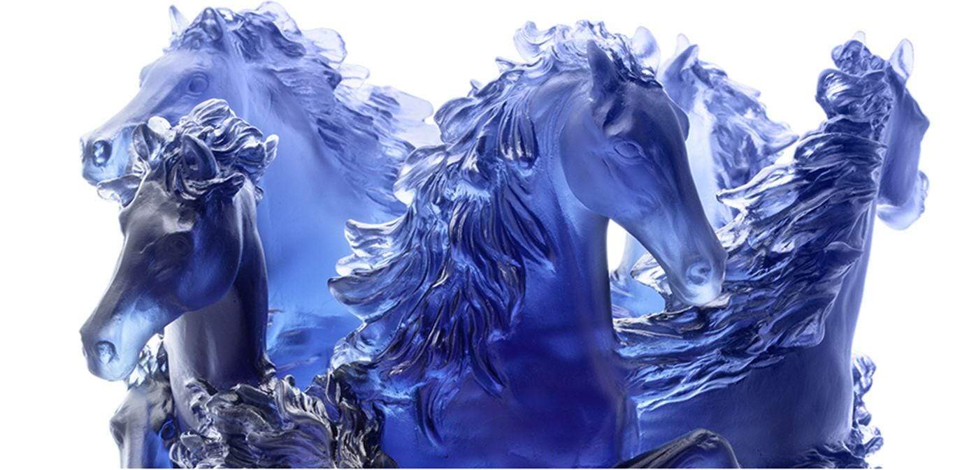 Daum Crystal Horse Vase - Blue - Image 5