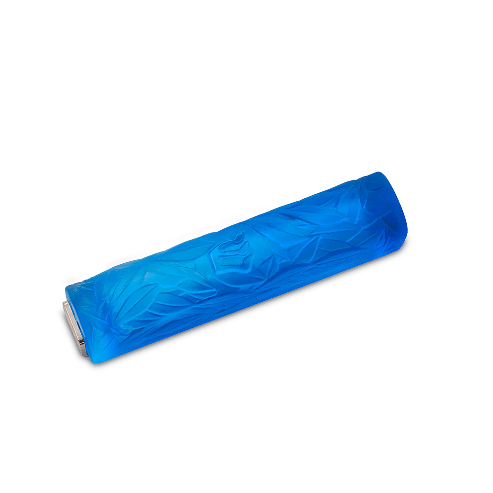 Daum Crystal Blue Olive Leaf Mezuzah