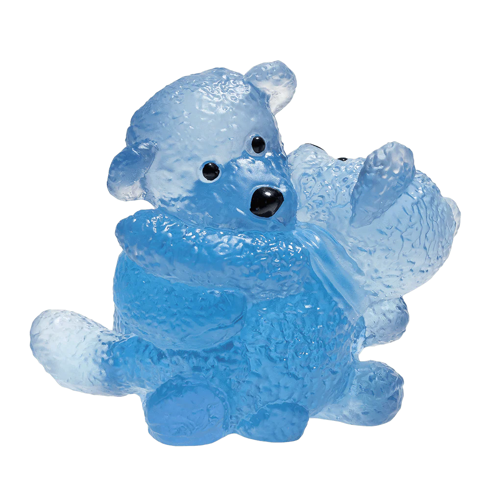 Daum Crystal Blue Twins Doudours By Serge Mansau 375ex