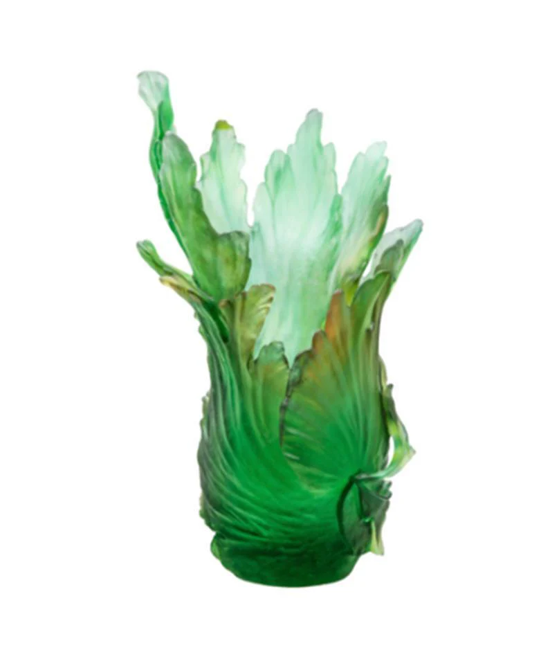 Daum Crystal Borneo Tropical Vase by E Robba