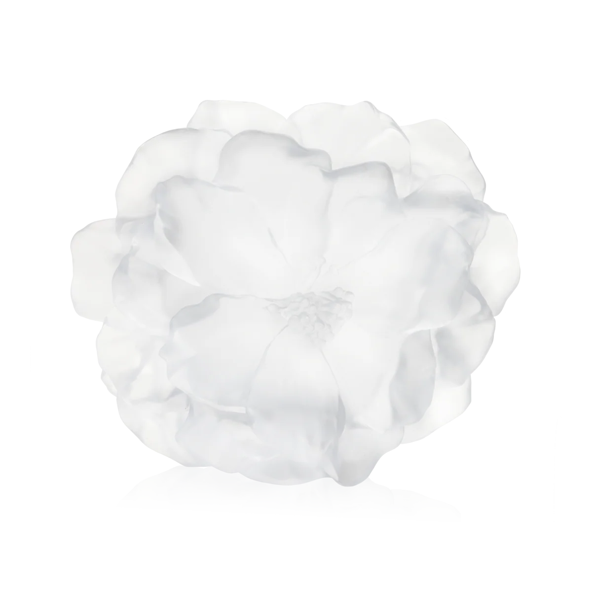Daum Crystal Camellia Large White Vase