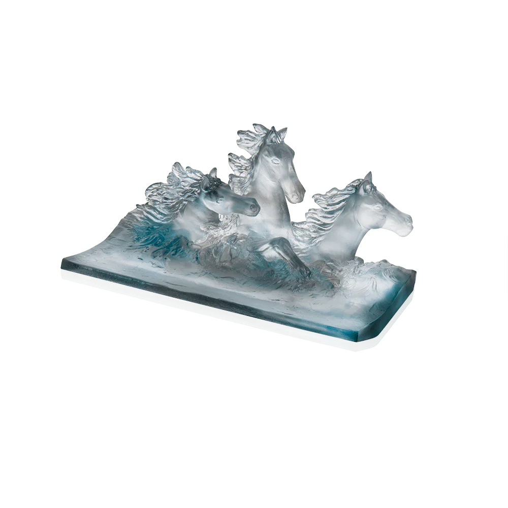 Daum Crystal Cavalcade Pencil Holder in Blue & Grey