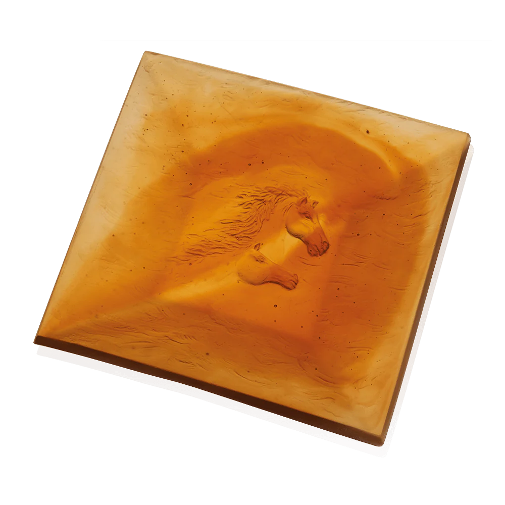 Daum Crystal Cavalcade Tray in Amber - Image 2