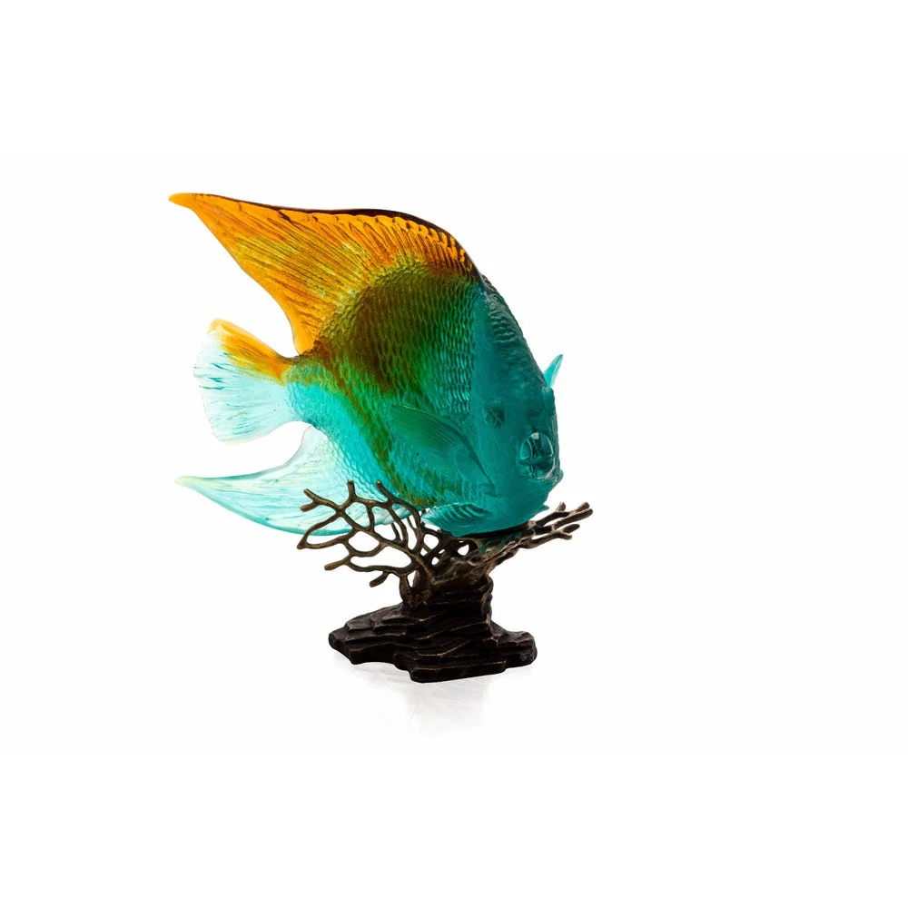 Daum Crystal Coral Sea Ambre Green Royal Angelfish