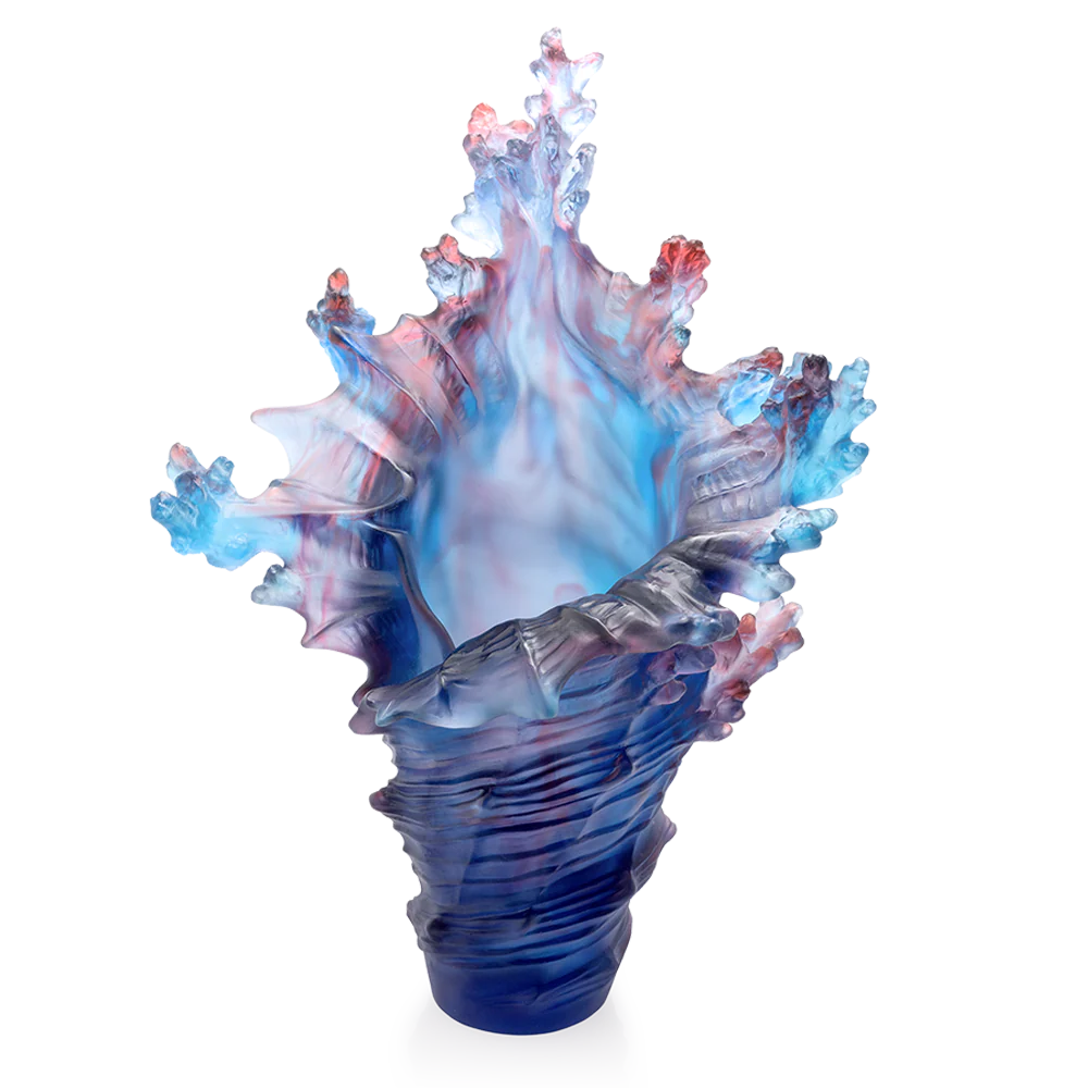 Daum Crystal Coral Sea Large Vase
