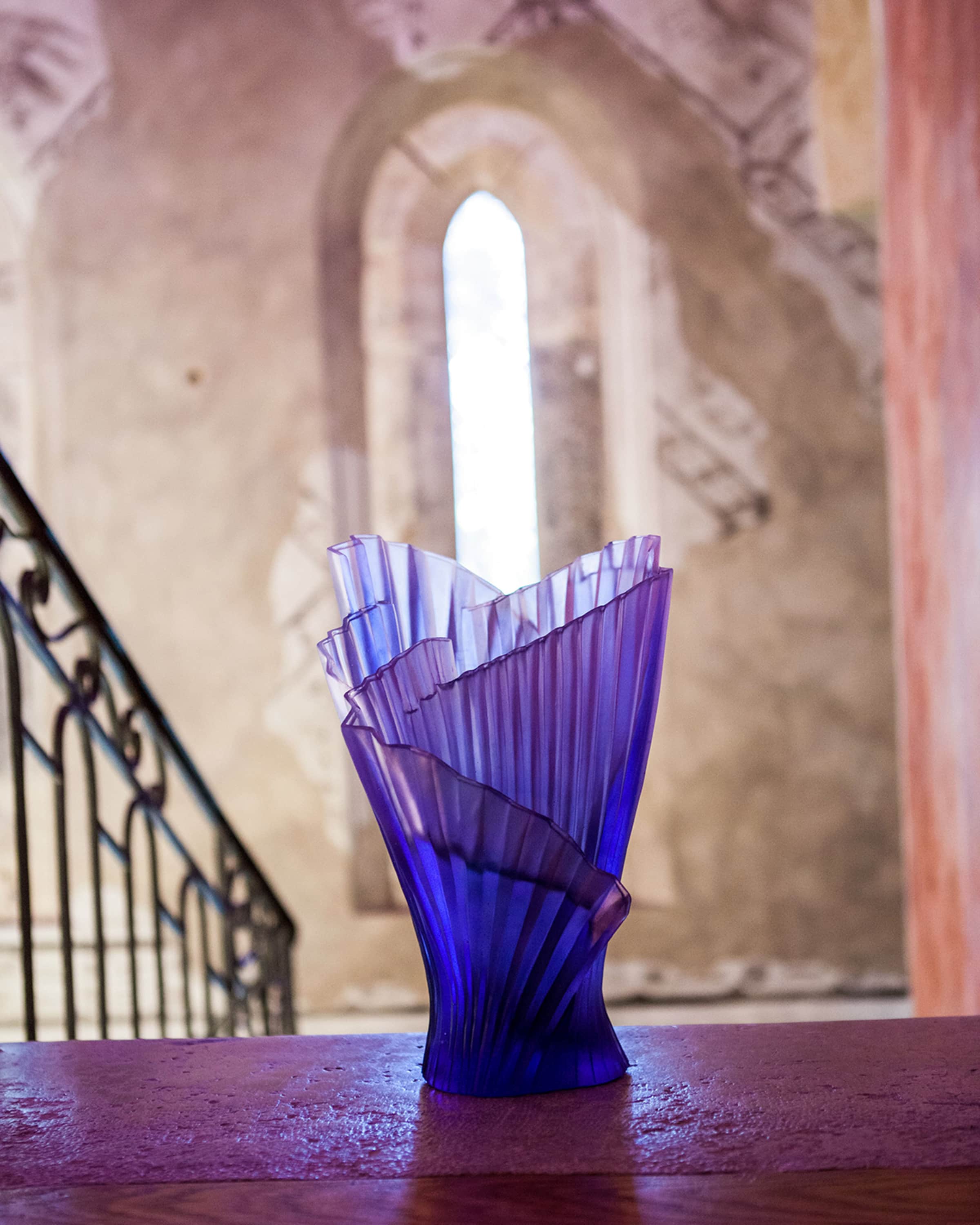 Daum Crystal Croisiere Medium Lilac Pleated Vase - Image 3