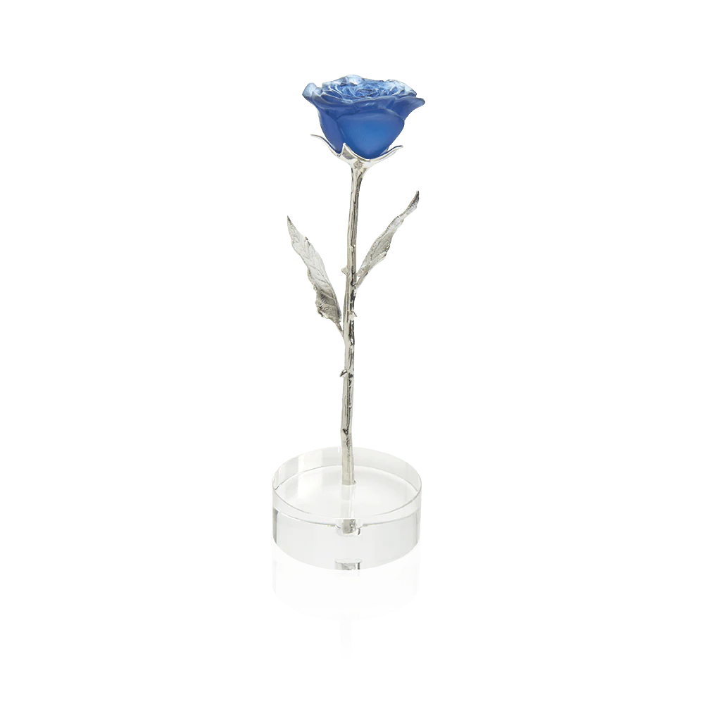 Daum Crystal Eternal Rose in Blue