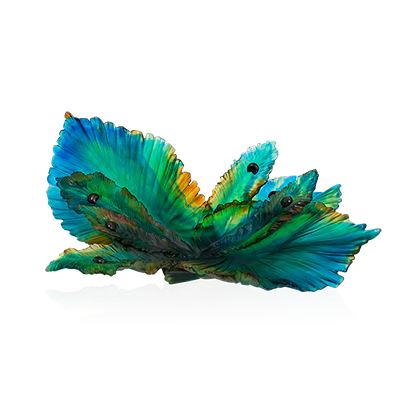 Daum Crystal Fleur de Paon Centerpiece