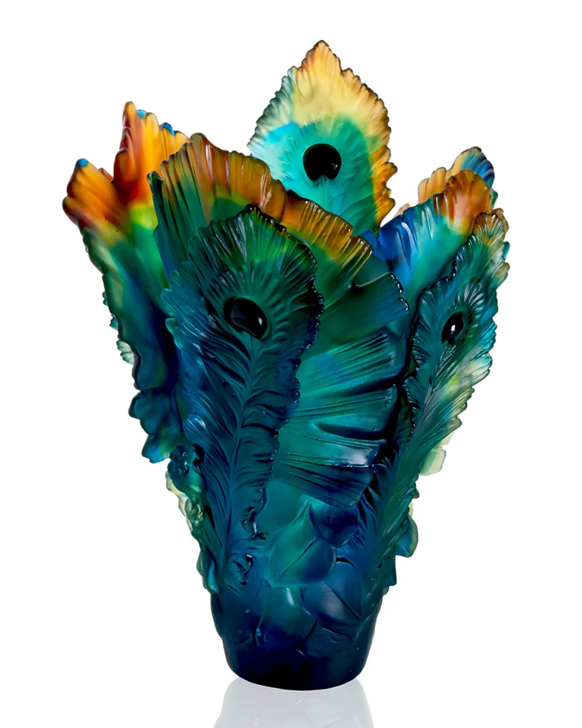 Daum Crystal Fleur de Paon Large Vase