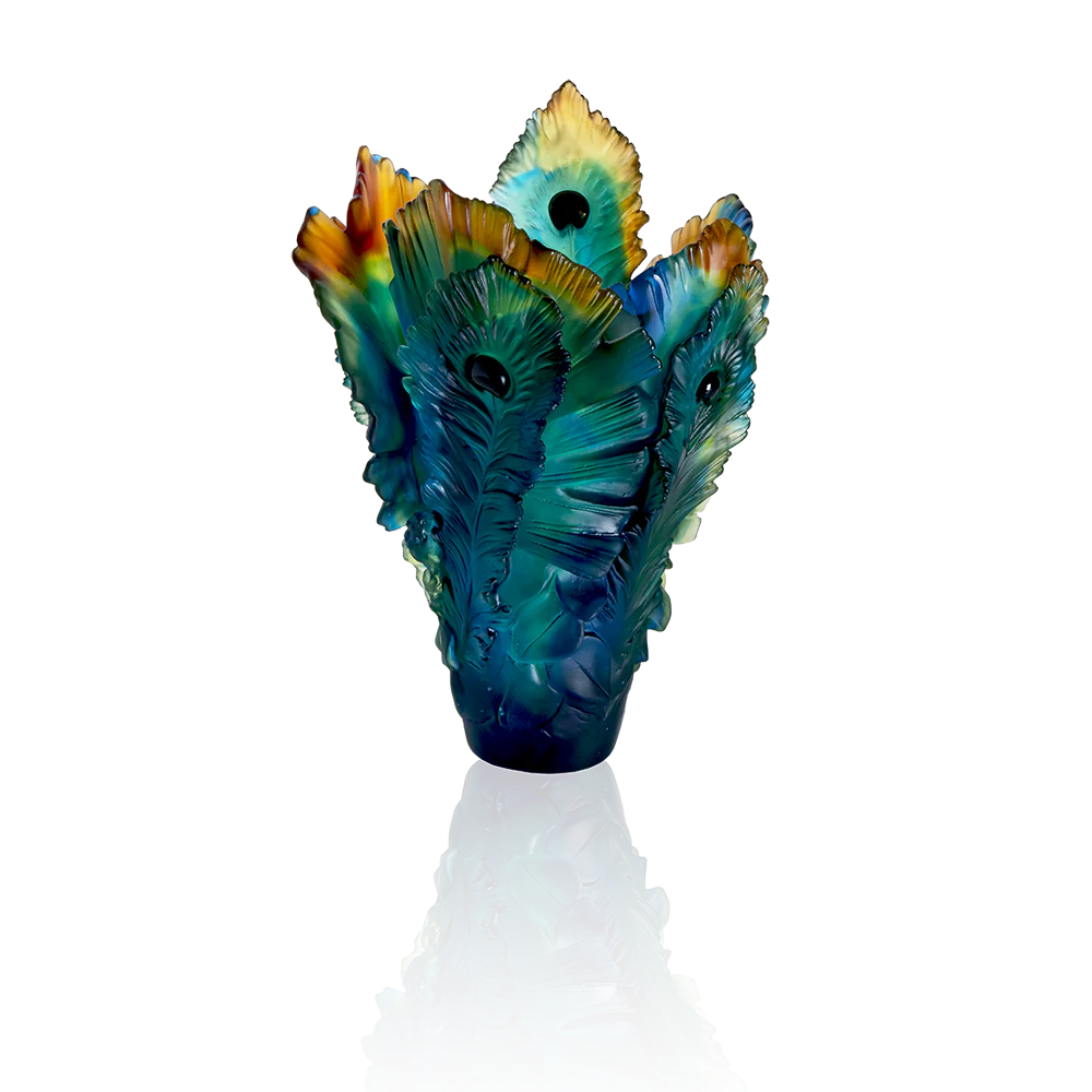 Daum Crystal Fleur de Paon Large Vase - Image 2
