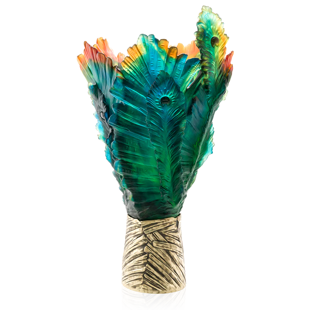 Daum Crystal Fleur de Paon Magnum Vase