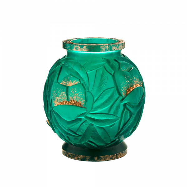 Daum Crystal Gilded Green Large Vase Empreinte 75 Ex - Image 2