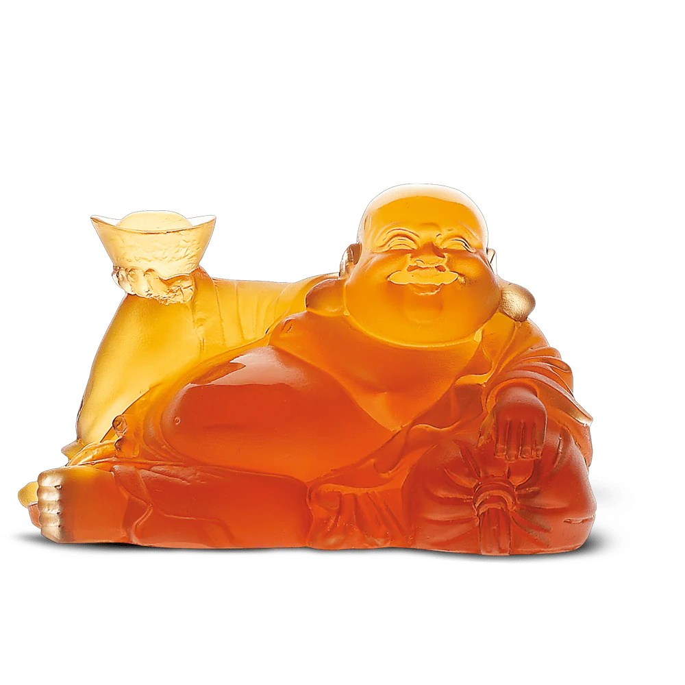 Daum Crystal Happy Buddha - Amber