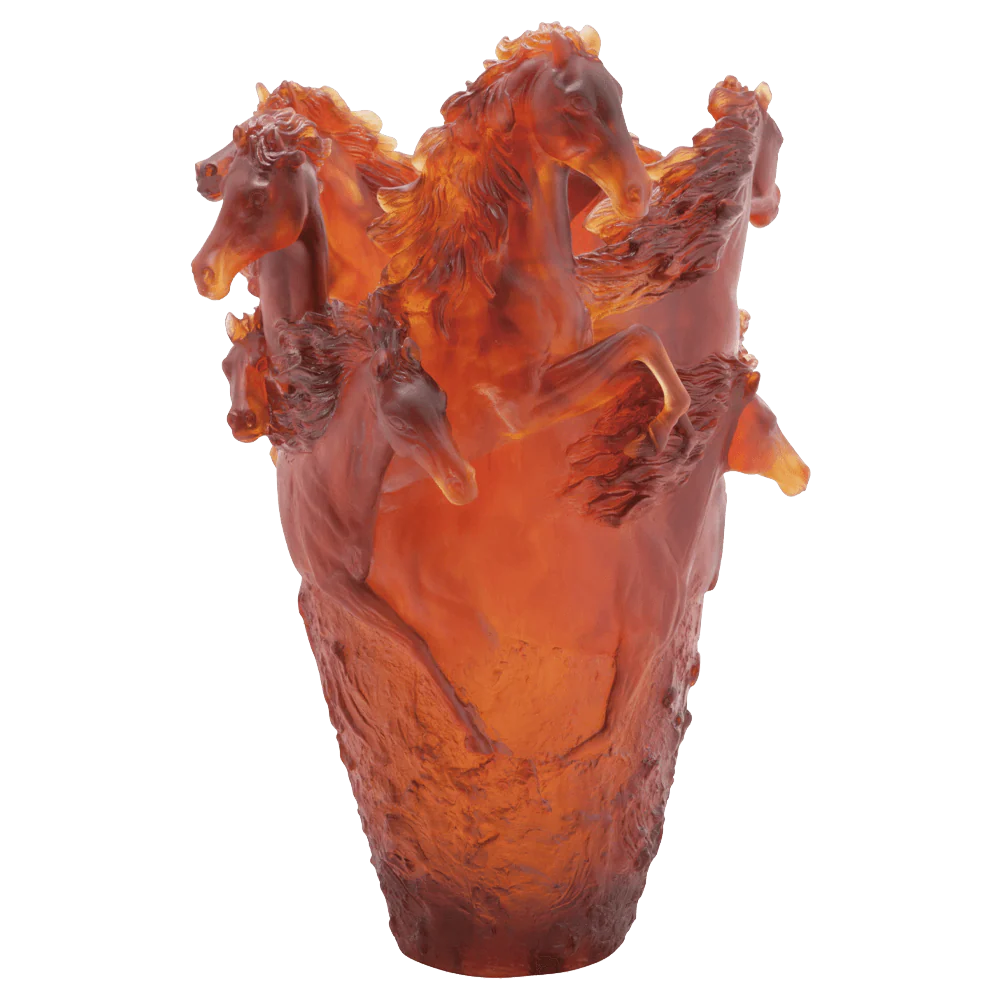 Daum Crystal Horse Magnum Vase - Amber - Image 2