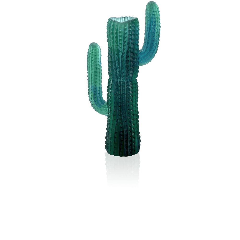 Daum Crystal Jardin de Cactus Green Vase by Emilio Robba