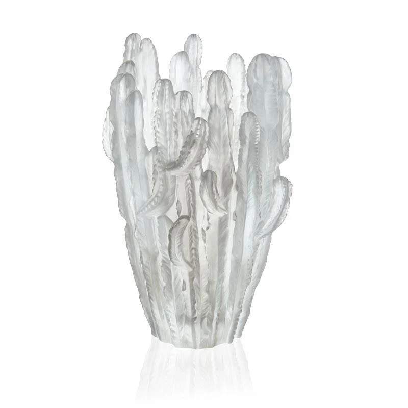 Daum Crystal Jardin de Cactus Large Grey Vase by Emilio Robba - Image 2