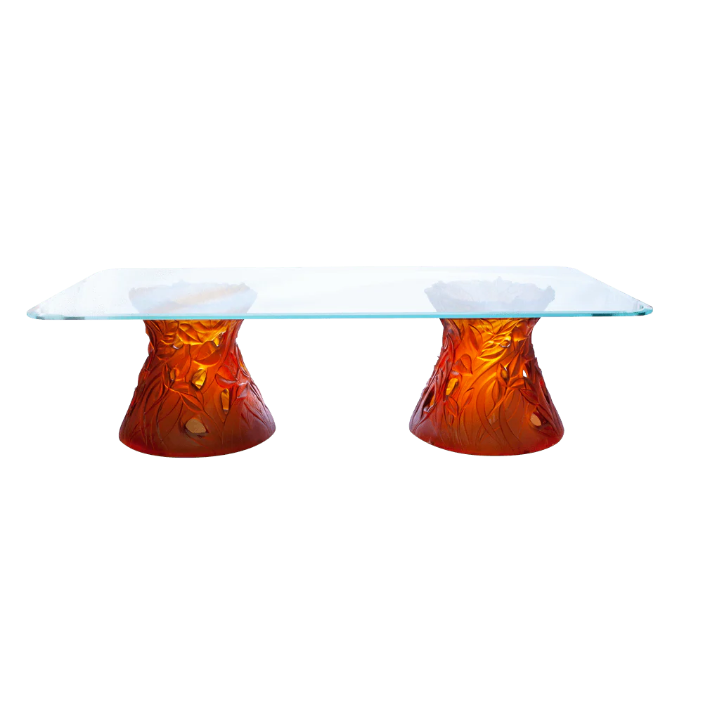 Daum Crystal Large Amber Coffee Table Vegetal