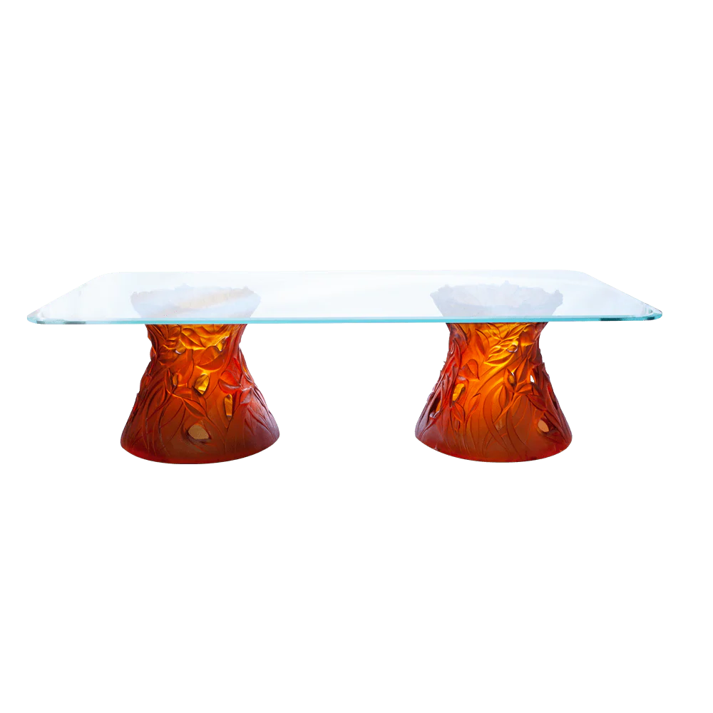 Daum Crystal Large Amber Coffee Table Vegetal - Image 2