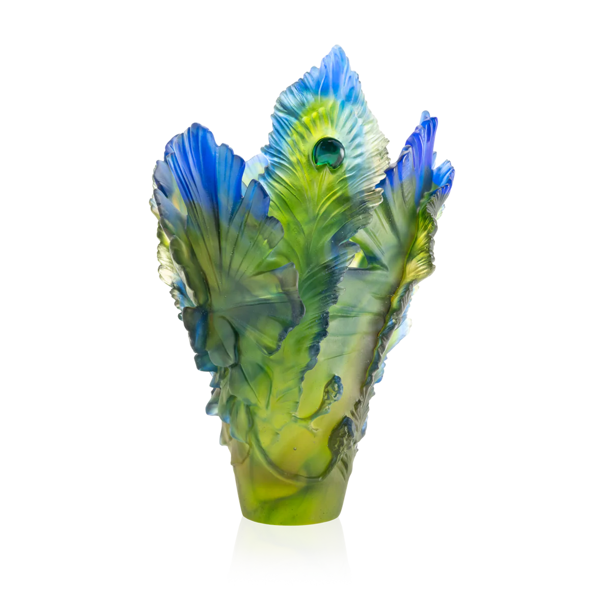 Daum Crystal Large Vase - Fleur de Paon Exotique
