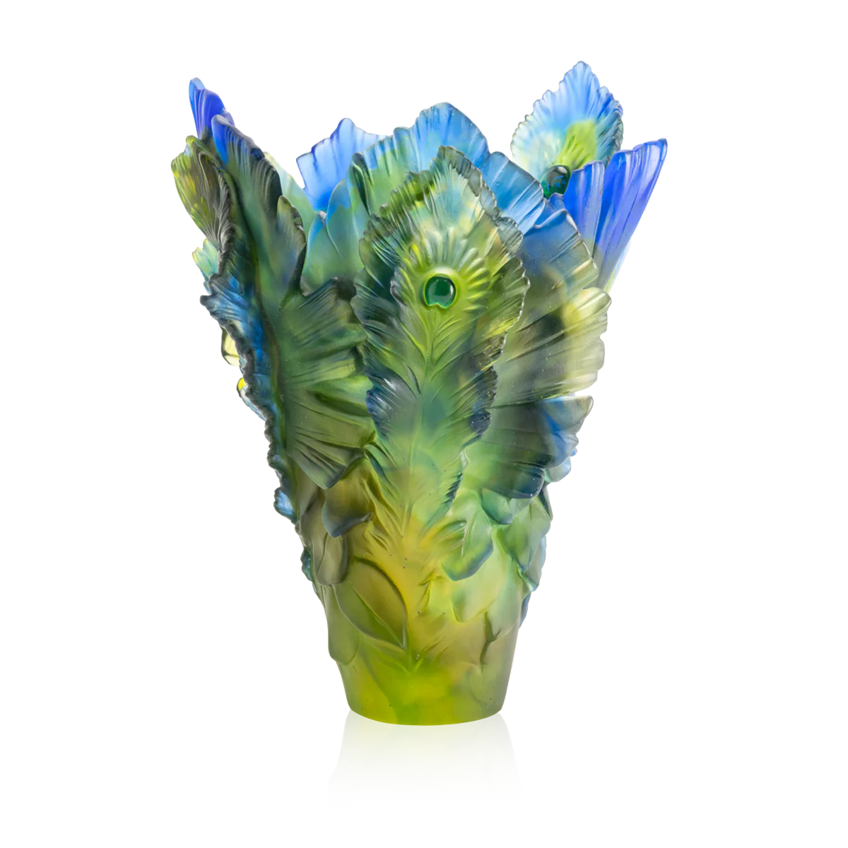 Daum Crystal Large Vase - Fleur de Paon Exotique - Image 2