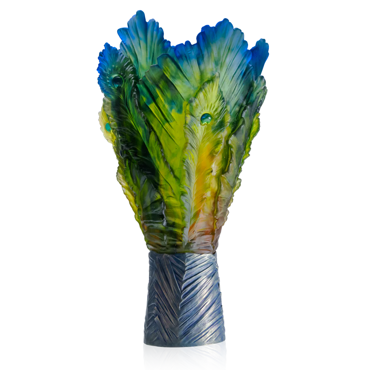 Daum Crystal Magnum Vase - Fleur de Paon Exotique