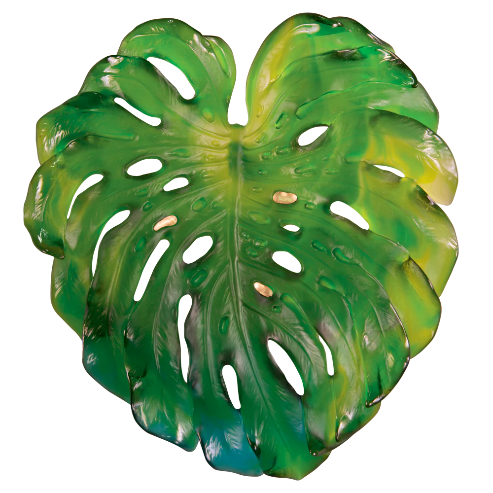 Daum Crystal Monstera Large Wall Lamp in Green by Emilio Robba