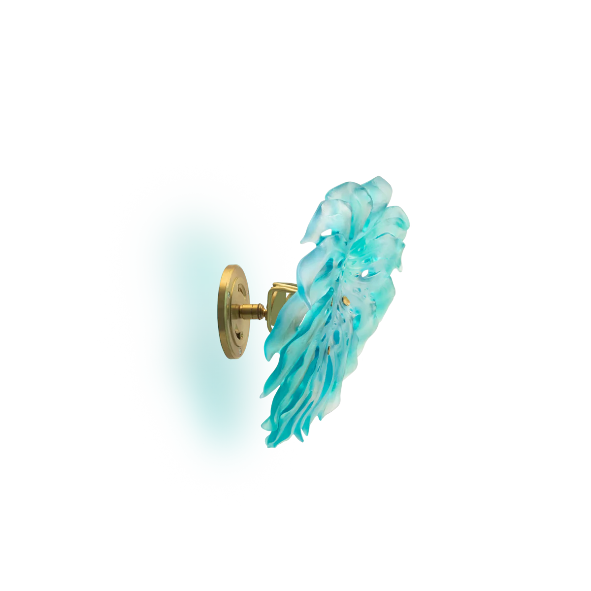 Daum Crystal Monstera Small Turquoise Wall Leaf - Image 2