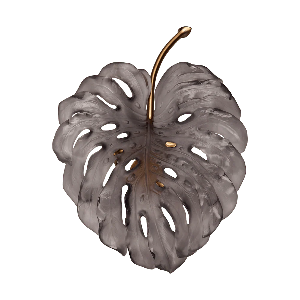 Daum Crystal Monstera Small Wall Lamp in Grey by Emilio Robba