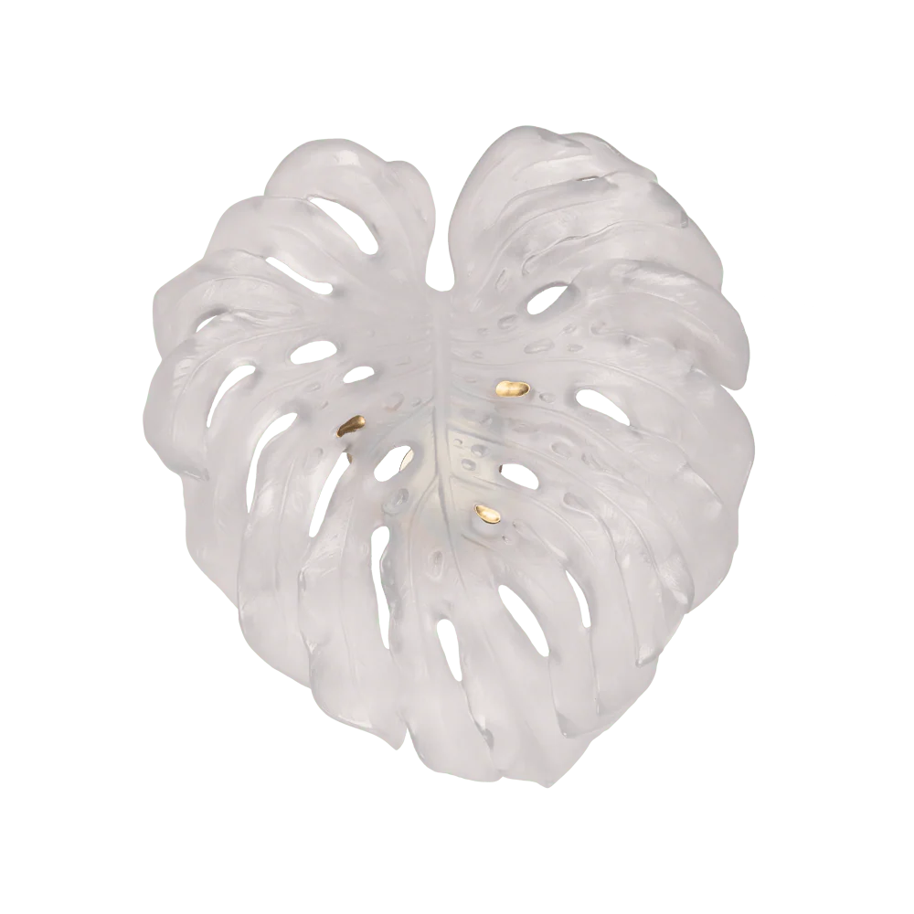 Daum Crystal Monstera Small Wall Leaf in White by Emilio Robba - Image 2
