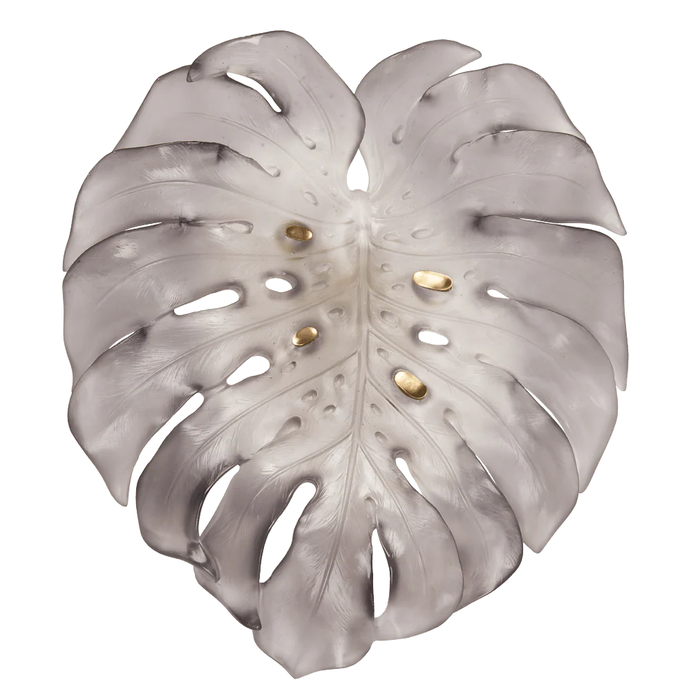 Daum Crystal Monstera Wall Leaf in Grey by Emilio Robba - Image 2