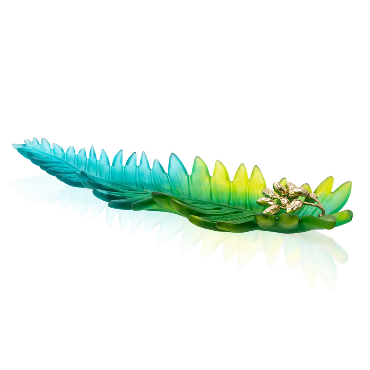 Daum Crystal Palm Beach Large Leaf Bowl