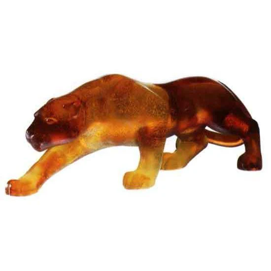 Daum Crystal Panther Small - Amber